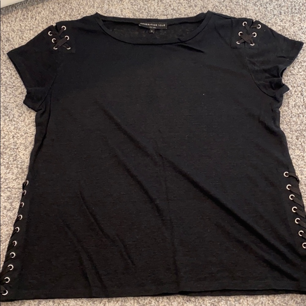 Generation Love black lace tie up sleeve t-shirt
